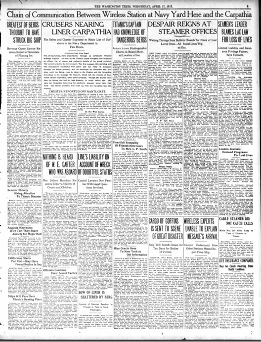 The Washington Times du 17/04/1912